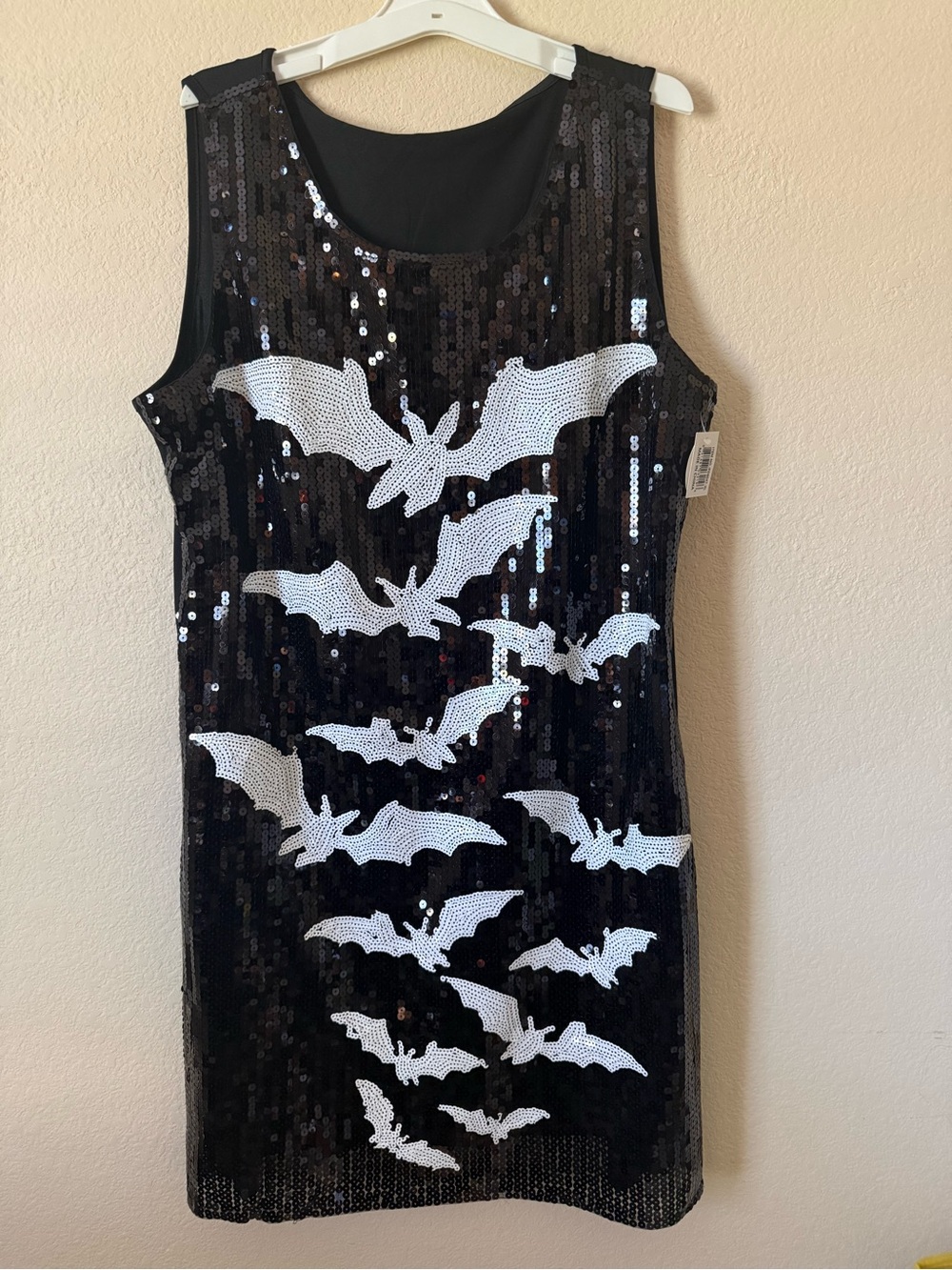 Bat Pattern Sequin Fashion Dress / Adult Halloween Costume Female Size XL NWT